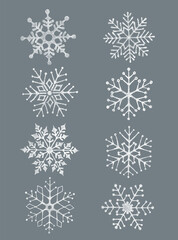 Vintage snowflakes set, vector illustration in dotwork style, Christmas picture, for design and decor
