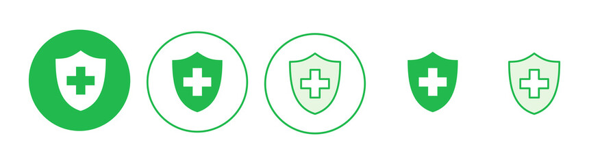 Health insurance icon set. Insurance health document icon