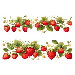 Ripe strawberry horizontal seamless borders