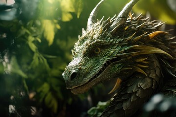 Fototapeta premium Green dragon close up