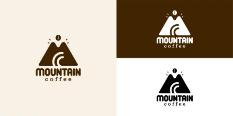 Foto op Canvas Illustration vector graphic of initial M logo mountain shaped with coffee beand. Suitable for coffe shop, cafe etc © Gayuhdesu