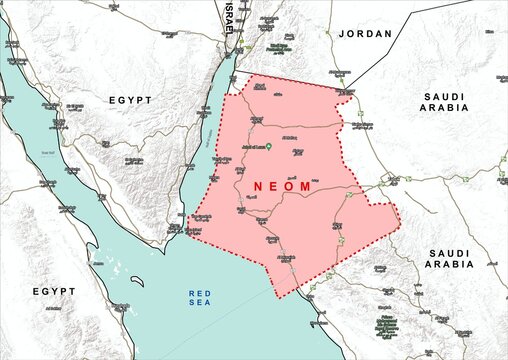 Neom city Tabuk Province Saudi Arabia Administrative Map