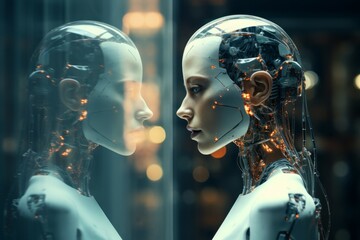 The concept of humanity versus artificial intelligence and machines of the future