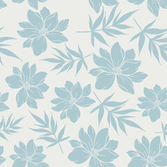 Vector seamless pattern with hand drawing wild plants, floral elements, hand drawing repeating background.