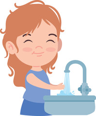 girl washing hands design