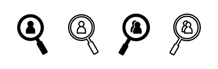 Hiring icon vector. search job vacancy icon. magnifying glass looking for people