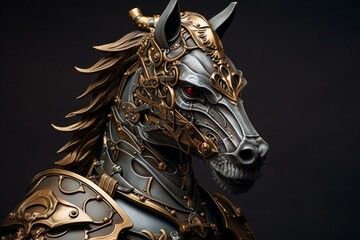 Armored mythical creature with a medieval touch. Generative AI