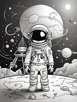 astronaut in space for drawing book