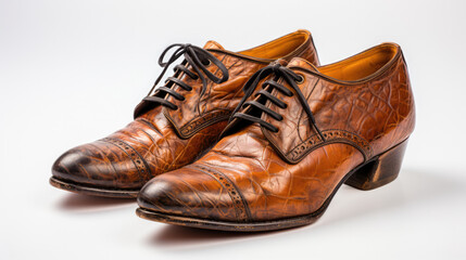 Vintage Elegance: A Pair of Old Leather Shoes with Timeless Character and Style