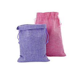 Two color burlap bags isolated on white