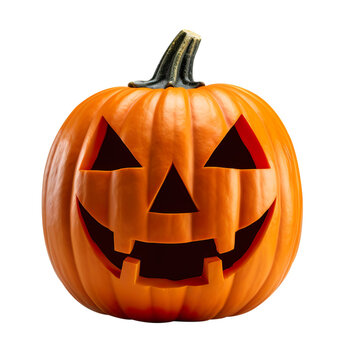 Transparent image of scary halloween pumpkin carving