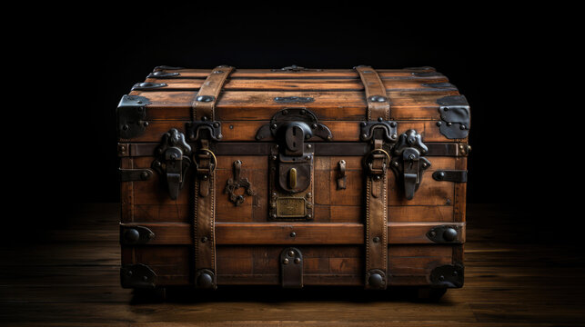 Antique Elegance Captured: Studio Shot of an Ancient Chest, Showcasing Its Exquisite Details and Timeless Beauty