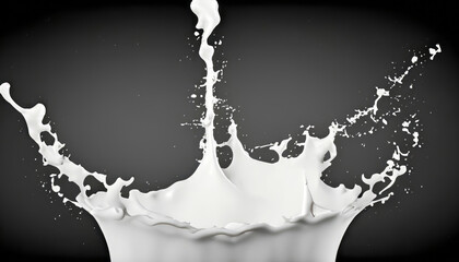 Milk or white liquid splash isolated on black background