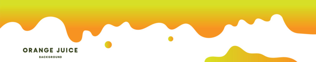 Creative vector illustration of orange juice liquid drips, orange liquid flowing seamless wide background. An art for orange juice packaging. Abstract concept element.