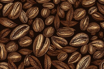 Seamless pattern of coffee beans. Generative AI