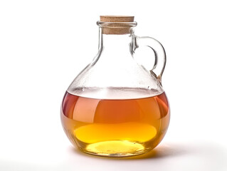 Apple cider vinegar in glass bottles and fresh apples isolated on white background.