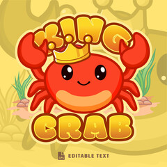 Fototapeta premium Cute King Crab Logo Cartoon