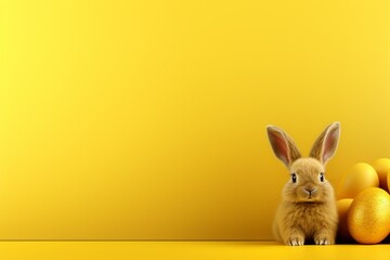 Fototapeta na wymiar Yellow Easter illustration with empty space. Generative AI