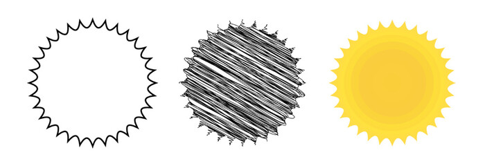 Fototapeta premium vector sun illustration in 3 types