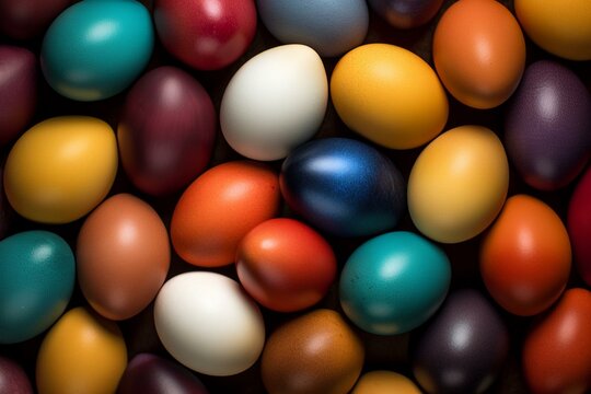 Image of colored eggs. Generative AI