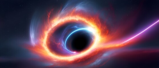 Wormhole portal on the cosmos space with red lightning sparks from Generative AI