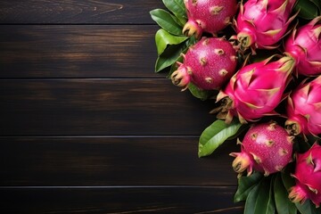 Dragon fruit on the wooden background