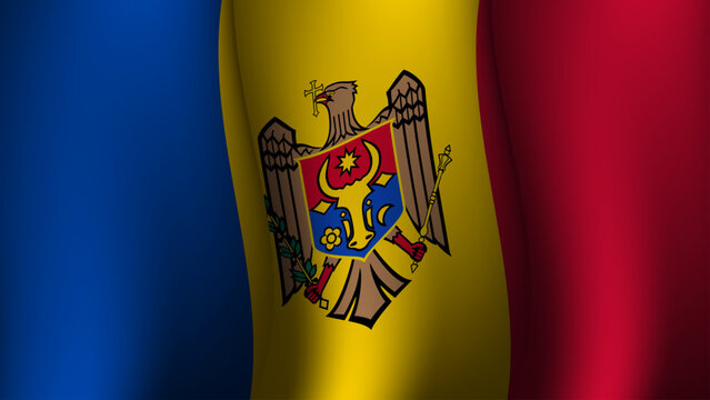 moldova waving flag background design on sunset view vector illustration