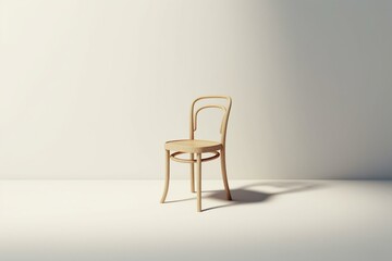 a chair in 3D, placed alone on a white backdrop. Generative AI