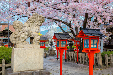 Kyoto, Japan - March 31 2023: Rokusonno shrine built in 963, enshrines MInamota no Tsunemoto the...