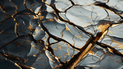Cracked material, Grey gold cracked worn out surface with a touch of luxury