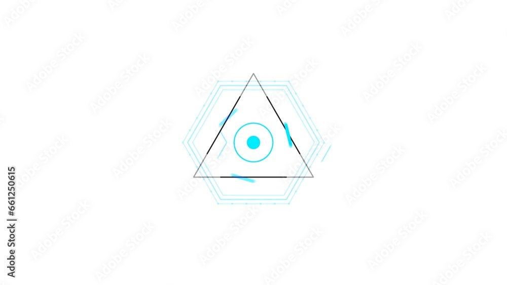 Poster animated sci-fi hud element composed of geometric shapes.