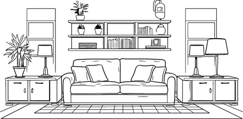 Living room sketch drawing