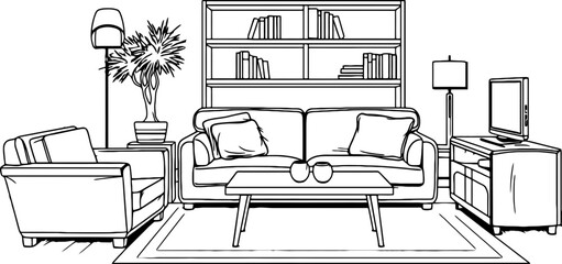 Living room sketch drawing