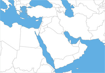 中東地域の白地図