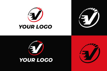 Letter V Speed Logo - obrazy, fototapety, plakaty