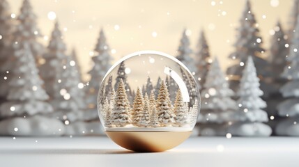 Fototapeta na wymiar 3D rendering of Beautiful Christmas decoration with a ball and fir trees