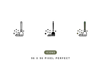 Mop Icon. Clean Floor Bucket Symbol Stock Illustration. Vector Line Icons For UI Web Design And Presentation