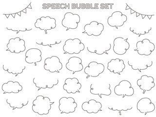 ゆるい吹き出しのベクターイラストセット。　ふきだし、フレーム	