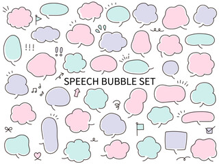 ゆるい吹き出しのベクターイラストセット。　ふきだし、フレーム	