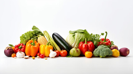 Fresh vegetables on white background.