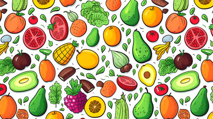 Nice Healthy food seamless pattern healthy food background