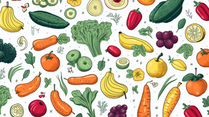 Abstract Healthy food seamless pattern healthy food background