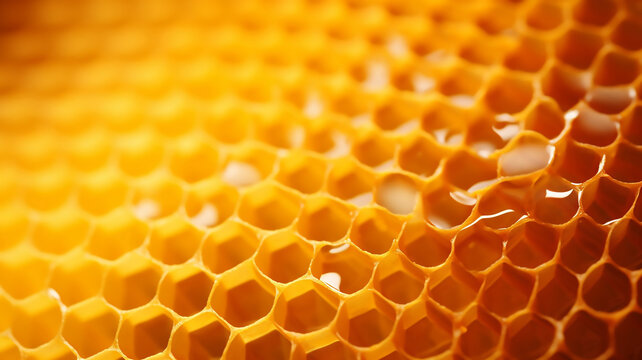 Amazing Yellow Honeycomb Closeup Background Healthy Food Backgro
