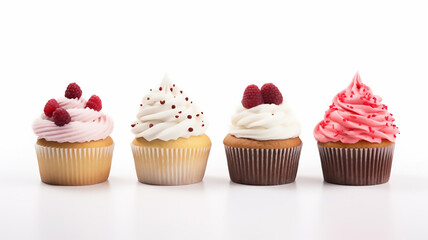 Amazing Close Up View of Various Sweet Cupcakes Isolated