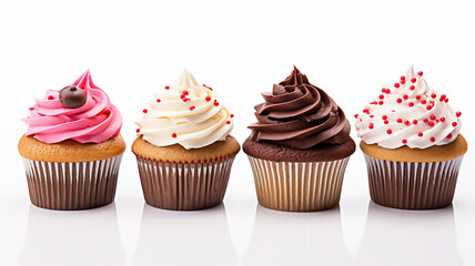 Fantastic Close Up View of Various Sweet Cupcakes Isolated - Powered by Adobe
