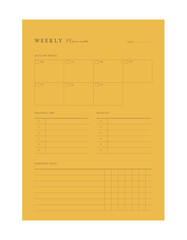 Weekly Planner. (Lemon) Minimalist planner template set. Vector illustration.