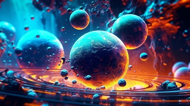 An album cover of psytrance space Nebula deep sea bub.Generative AI