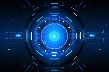 Obraz premium Close up of a blue digital circuit board, with several components and wires visible wallpaper with glare light, Generative AI.