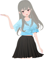 Fototapeta premium どうぞ・こちらのポーズの可愛い女の子