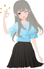 OK!ポーズする可愛い女の子